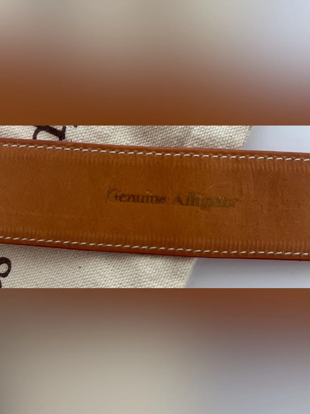 James Reid Santa Fe Orange Alligator Skin Belt No BUCKLE Size 32 W/bag